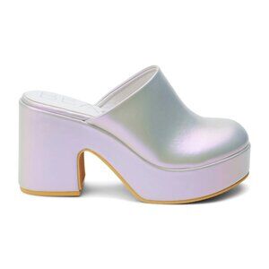 NEW Matisse Beach Women Jayde Grey Pearl Platform Chunky Heel Dress Mule Shoes